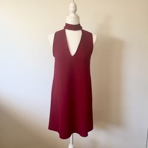 Pretty Little Thing Red Wine Choker Dress